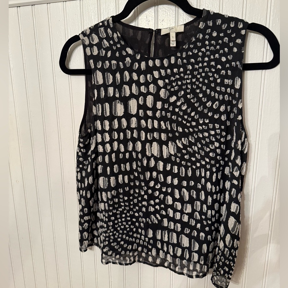 Joie Y2K Nayeka Caviar Silk Beaded Black and Silver Small Blouse